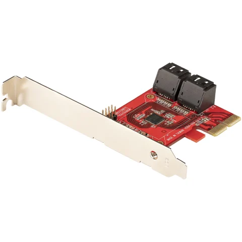 StarTech.com SATA PCIe Card - 4 Port PCIe SATA Expansion Card - 6Gbps - Low/Full Profile - Stacked SATA Connectors - ASM