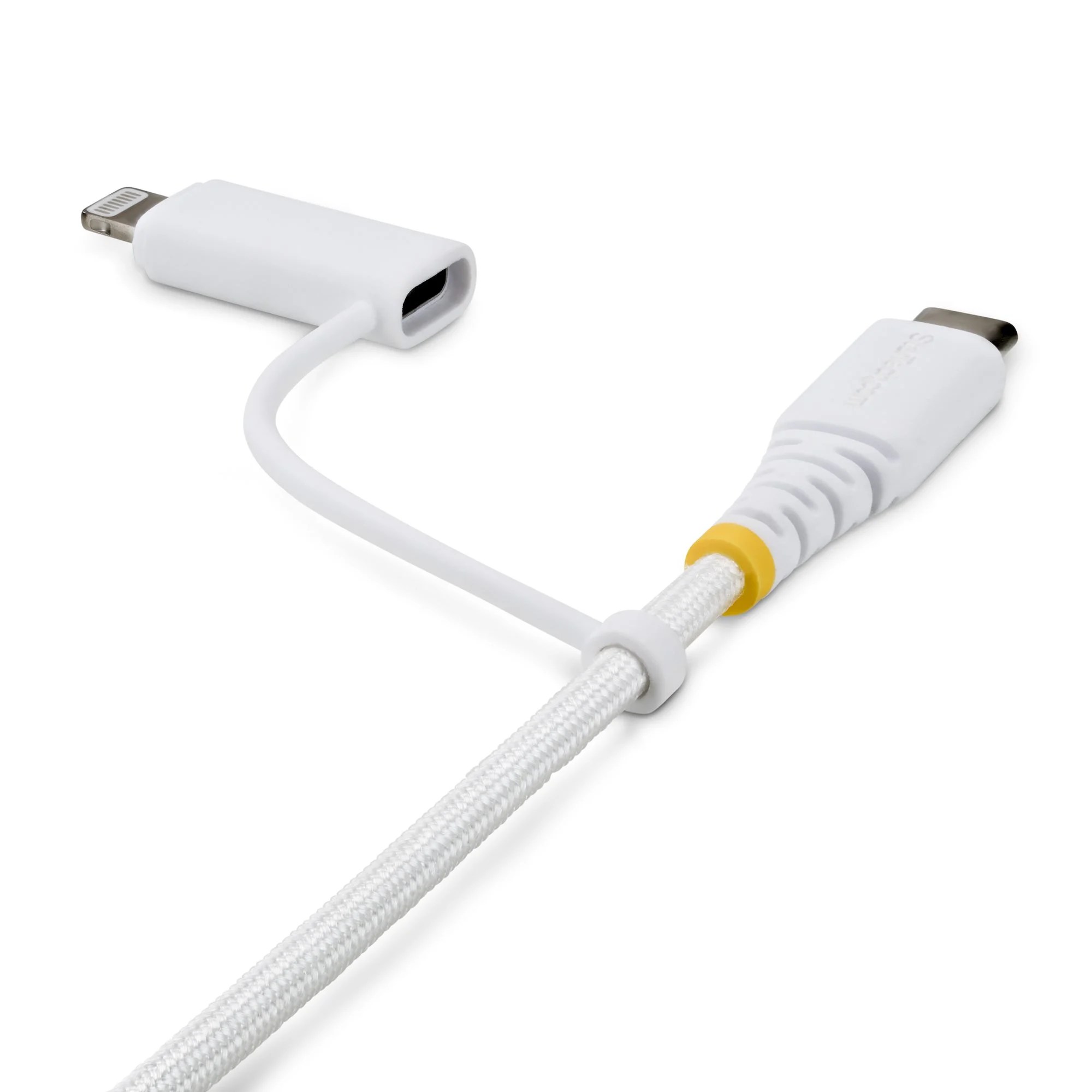 StarTech.com 2m (6ft) 2-in-1 Rugged USB-C Charging Cable with Lightning Adapter, 30W/60W (3A), Apple MFi Certified, Brai - Image 2