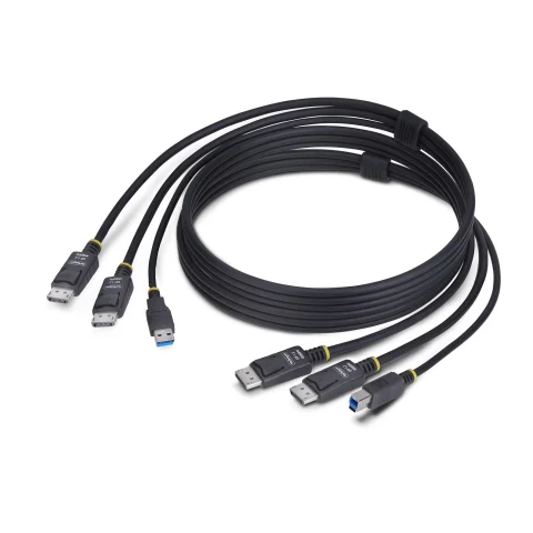 StarTech.com 6ft (1.8m) Dual-DisplayPort and USB 5Gbps KVM Cable, 4K 60Hz, Universally Compatible DP 1.2/USB 3.0 Combo C
