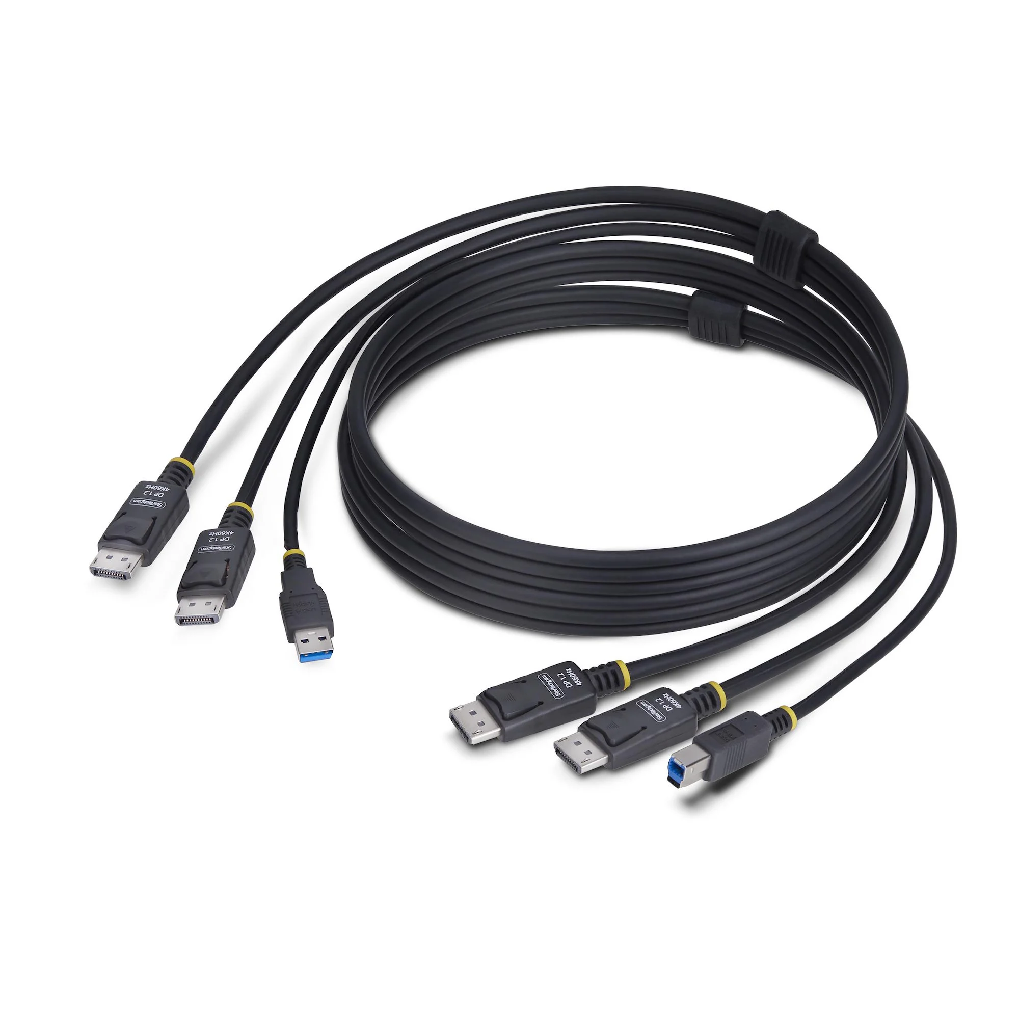 StarTech.com 6ft (1.8m) Dual-DisplayPort and USB 5Gbps KVM Cable, 4K 60Hz, Universally Compatible DP 1.2/USB 3.0 Combo C