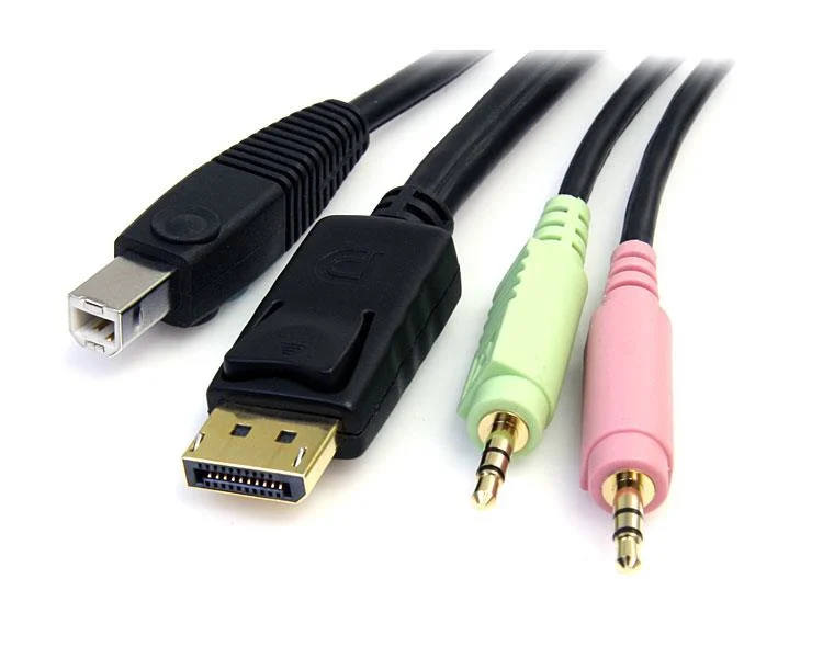 StarTech.com 6ft 4-in-1 USB DisplayPort KVM Switch Cable w/ Audio & Microphone - Image 3