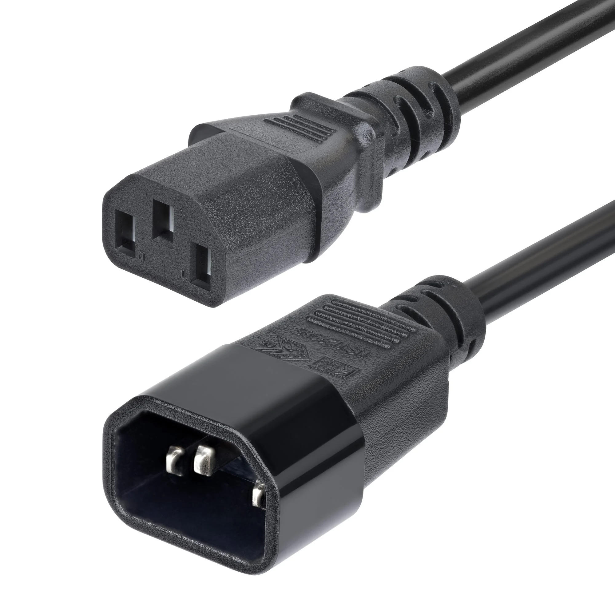 StarTech.com 4.5m (15ft) Power Extension Cord, C14 to C13 PDU Power Cord, 10A 250V, 14AWG, AC Power Cable for PDU/Power