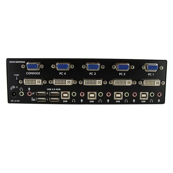 StarTech.com 4 Port DVI VGA Dual Monitor KVM Switch USB with Audio & USB 2.0 Hub - TAA - Image 2