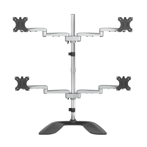 StarTech.com Desktop Quad Monitor Stand - Ergonomic VESA 4 Monitor Arm (2x2) up to 32" (17.6lb/8kg) - Free Standing Arti