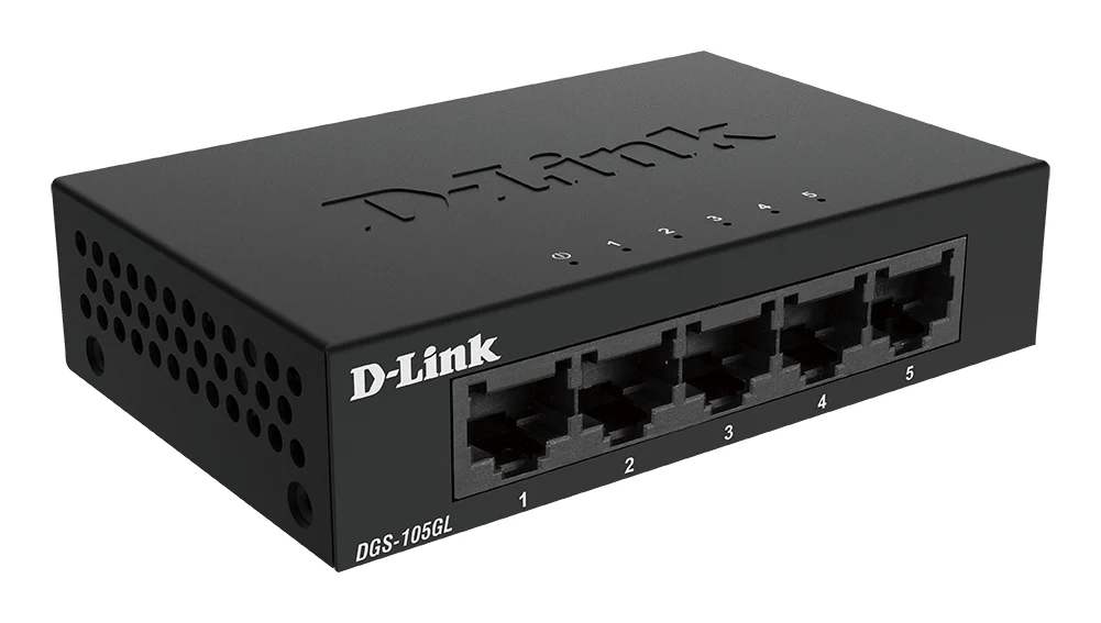 D-Link DGS-105GL 5-Port Gigabit Ethernet Switch, Fanless, Low Profile, Metal Housing, Plug-and-Play, 802.3az EEE black - Image 3