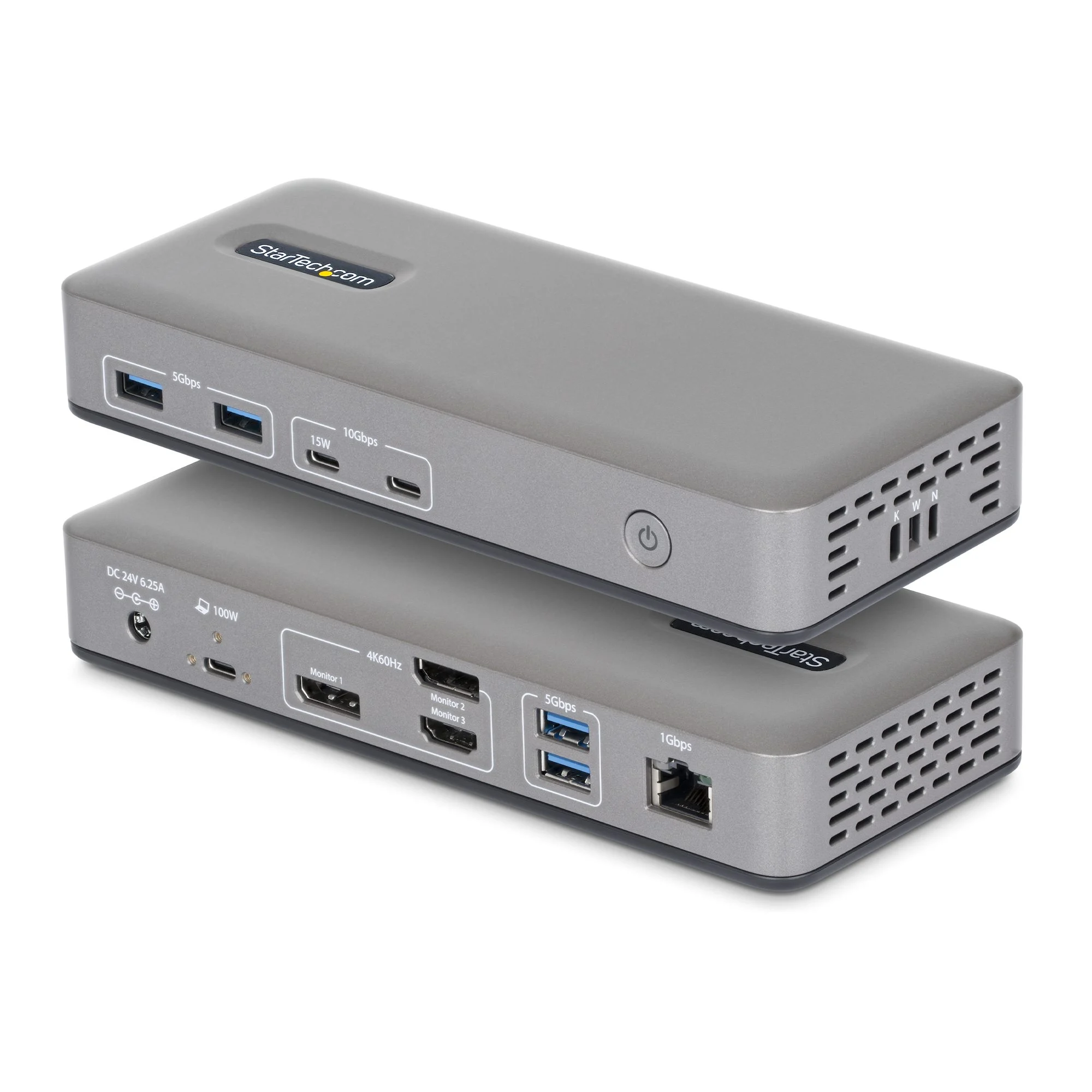 StarTech.com USB-C Docking Station Triple 4K Displays (2x 4K 60Hz, 1x 4K 30Hz), 100W Power Delivery, 6 USB Ports (10Gbps