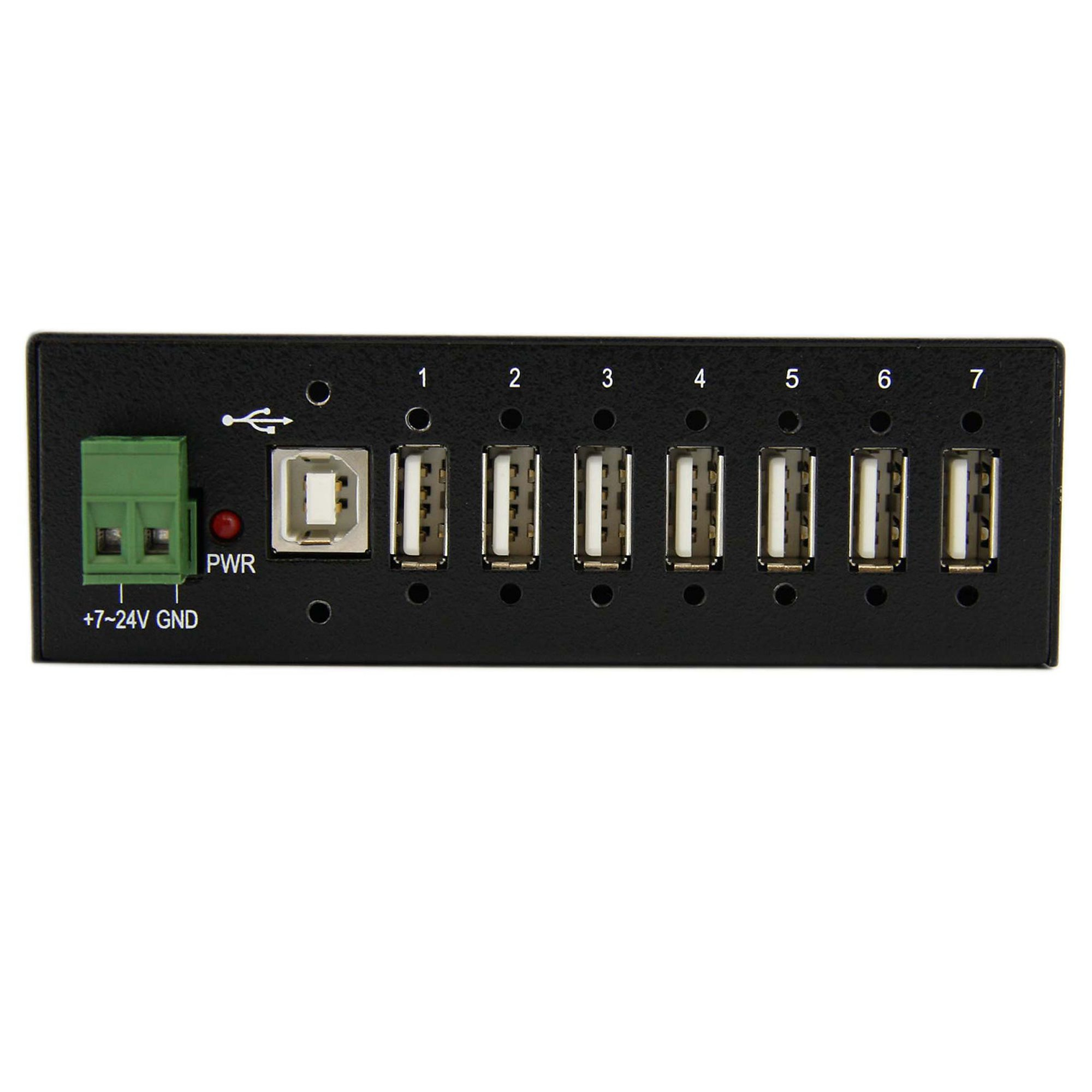 StarTech.com 7-Port USB 2.0 Hub - Metal Industrial USB-A Hub with ESD Protection & 350W Surge Protection - Din Rail, Wal - Image 3