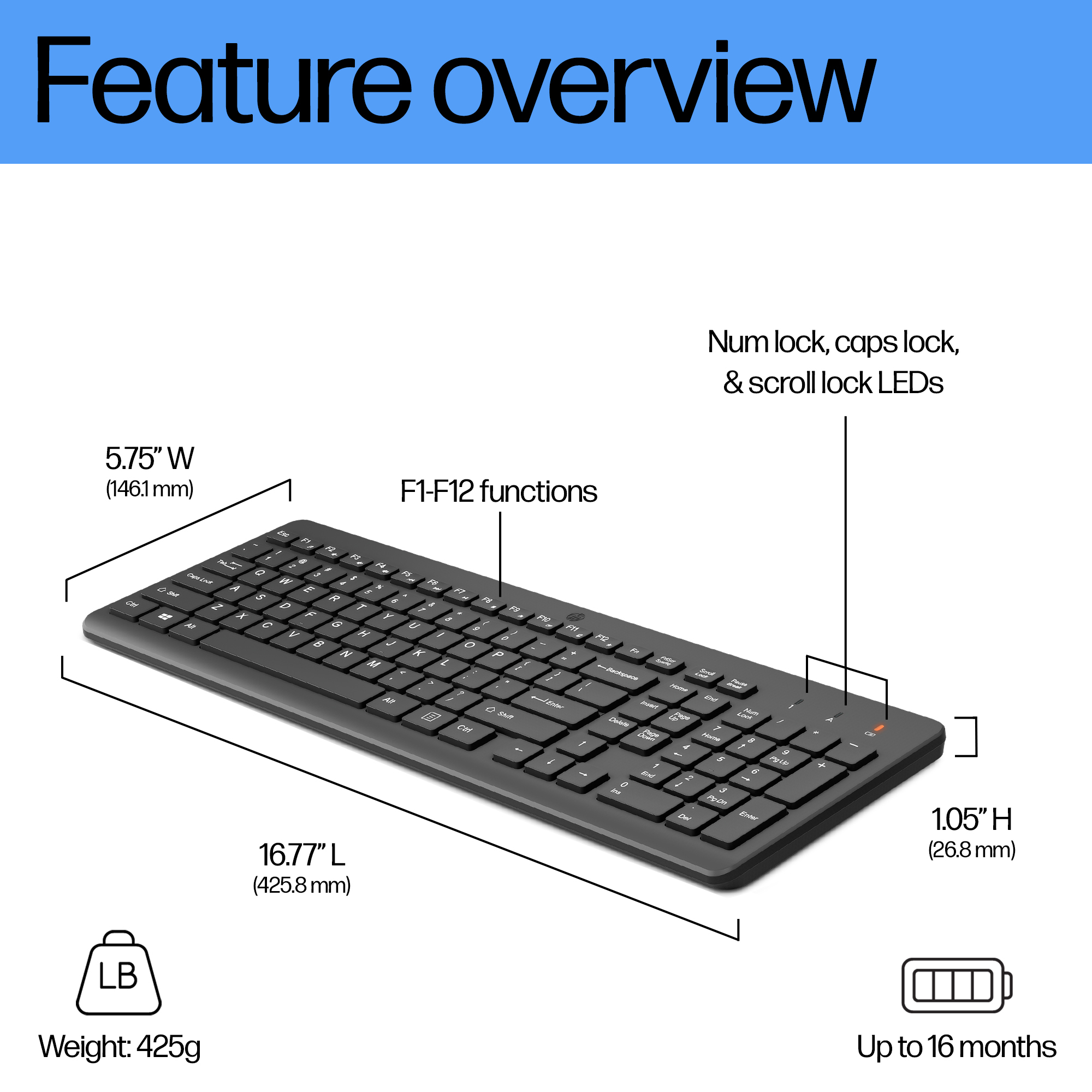 HP 225 Wireless Keyboard - Image 2