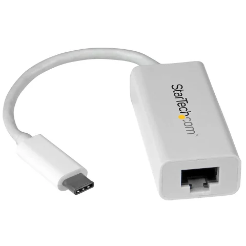 StarTech.com USB-C to Gigabit Ethernet Adapter, White, Thunderbolt 3 Compatible, Windows & Mac, RJ45 LAN Network Convert