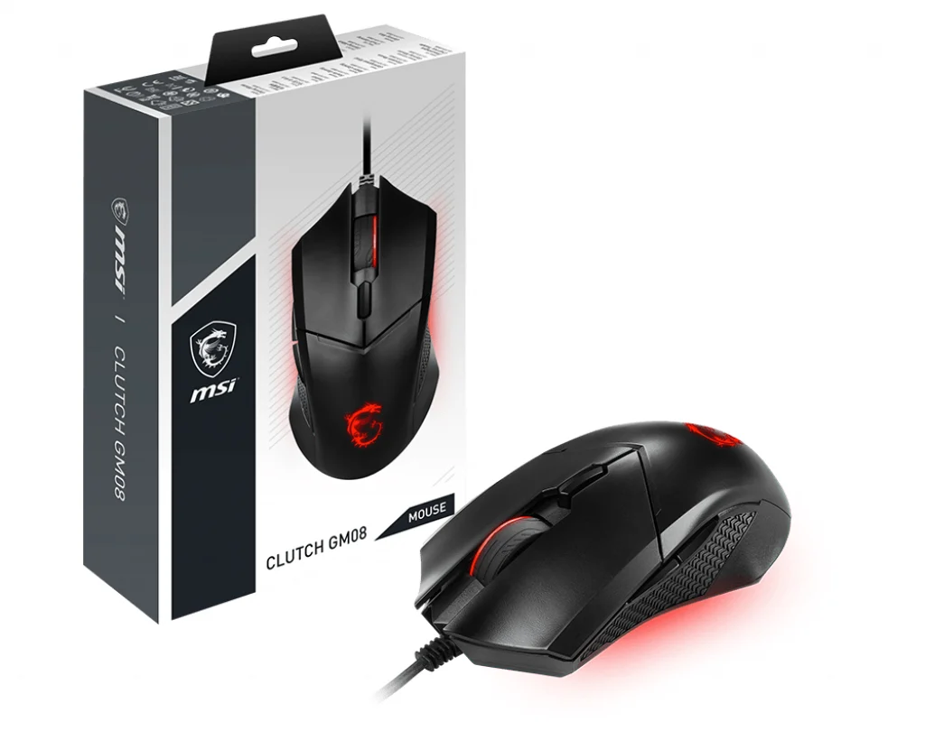 MSI CLUTCH GM08 Optical Gaming Mouse '4200 DPI Optical Sensor, 6 Programmable button, Symmetrical design, Durable switch