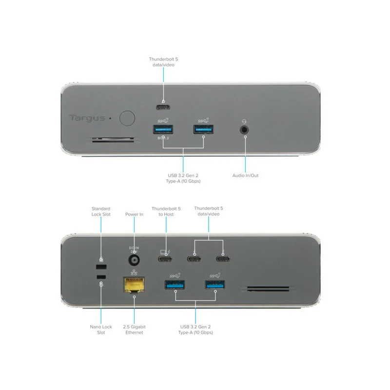 Targus DOCK230EUZ laptop dock/port replicator Wired Thunderbolt 5 Silver - Image 3