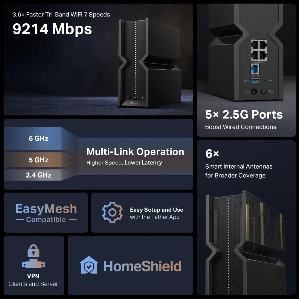 TP-Link Archer BE9300 Tri-Band Wi-Fi 7 Router - Image 2