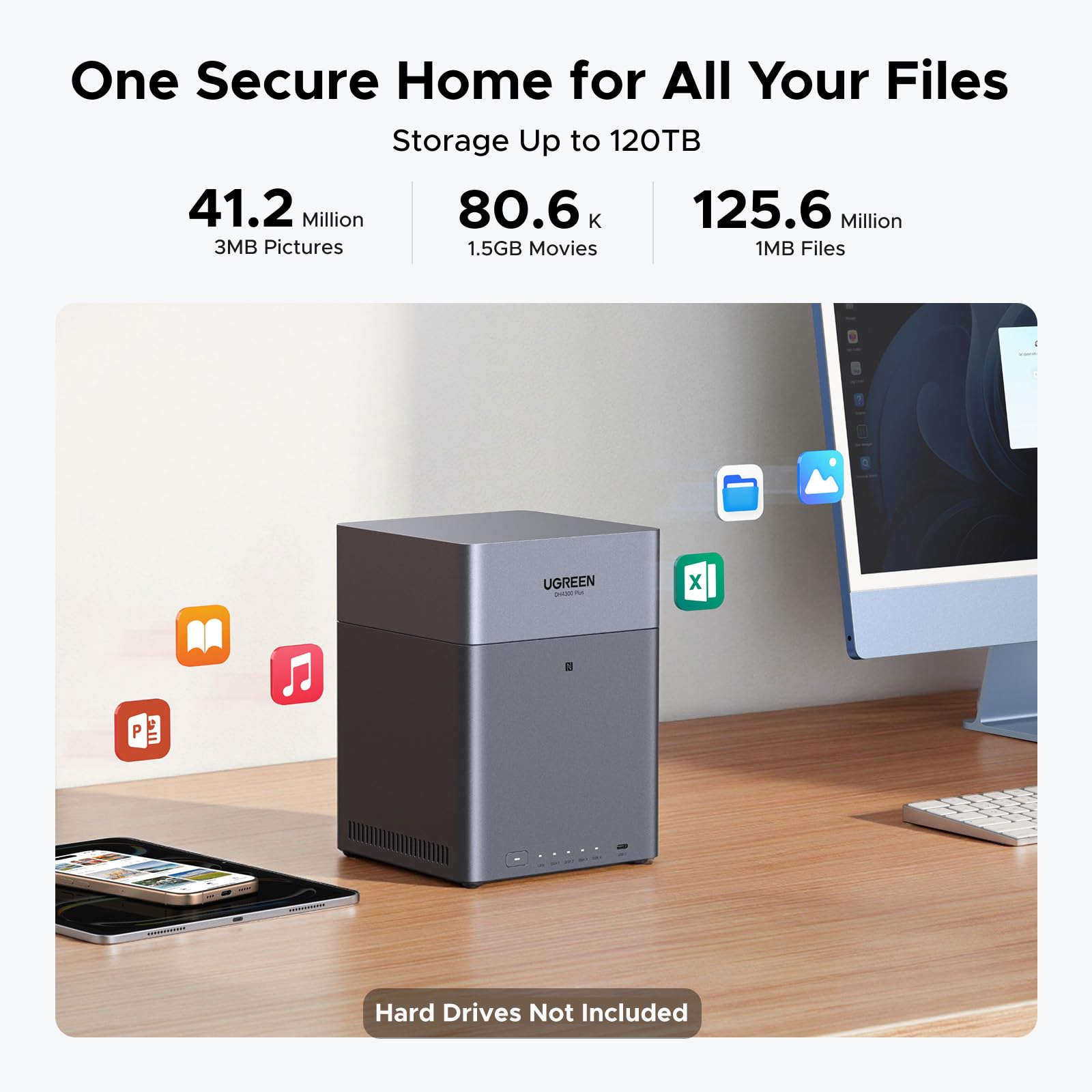 Ugreen DH4300 Plus NAS Mini Tower 8 GB LPPDDR4X UGOS Pro Grey - Image 3