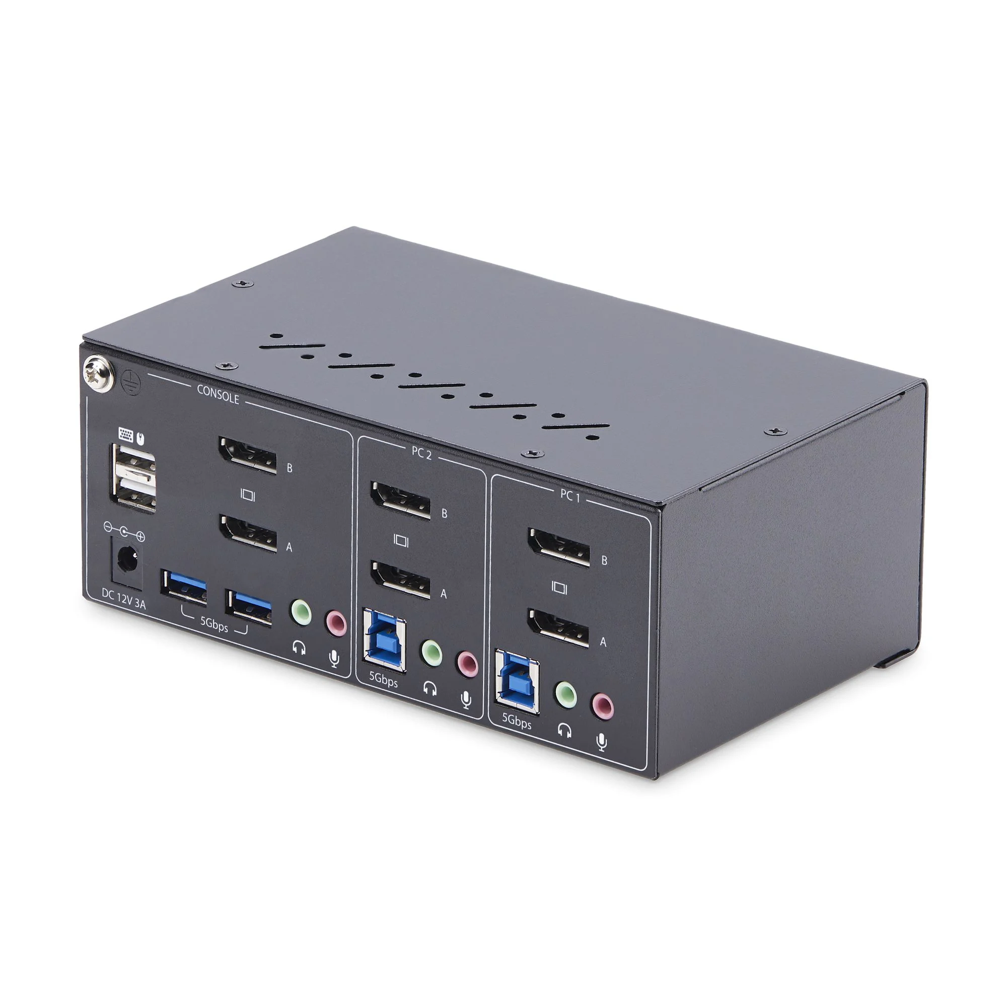 StarTech.com 2-Port Dual-Monitor DisplayPort KVM Switch, 4K 60Hz, 2x USB 5Gbps Hub Ports, 2x USB 2.0 HID Ports, Hotkey a - Image 2