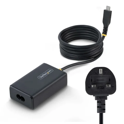 StarTech.com 65W USB-C Laptop Charger, 1.5m Tethered USB-C Cable, Power Adapter Brick for Dell, XPS, HP ProBook, MacBook