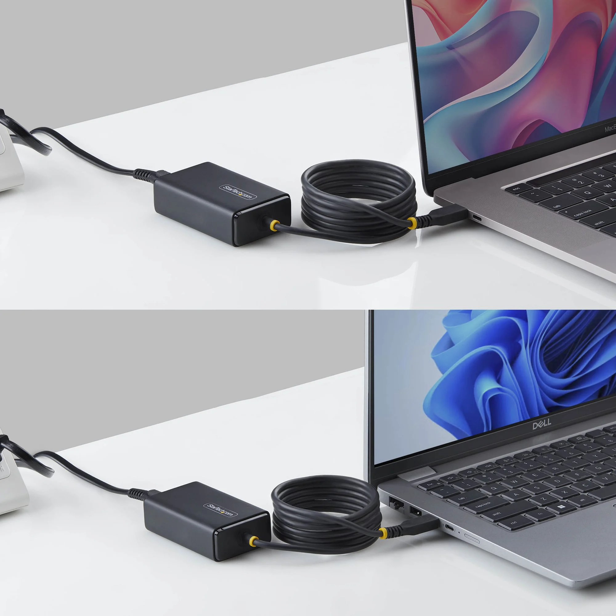 StarTech.com 65W USB-C Laptop Charger, 1.5m Tethered USB-C Cable, Power Adapter Brick for Dell, XPS, HP ProBook, MacBook - Image 3