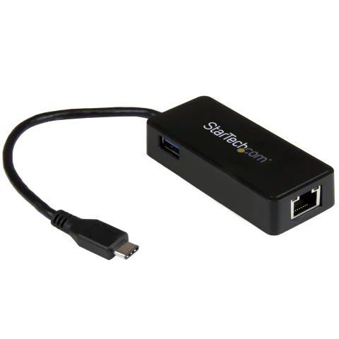 StarTech.com USB-C to Gigabit Network Adapter with Extra USB 3.0 Port - Black