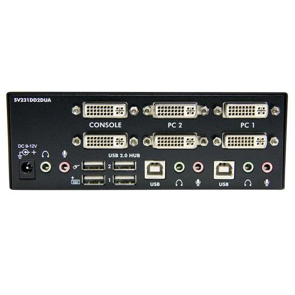 StarTech.com 2 Port Dual DVI USB KVM Switch with Audio & USB 2.0 Hub - TAA - Image 3