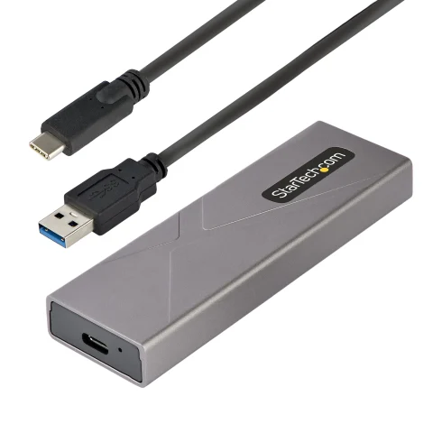 StarTech.com USB-C 10Gbps to M.2 NVMe or M.2 SATA SSD Enclosure - Tool-free External M.2 PCIe/SATA NGFF SSD Aluminum Cas