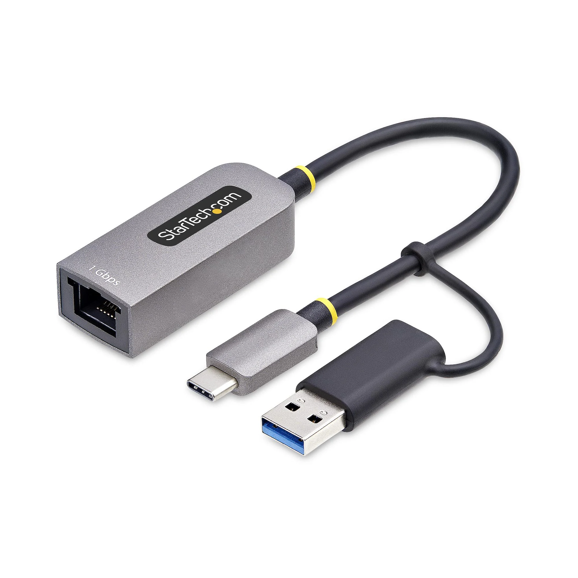 StarTech.com USB-C to Ethernet Adapter with USB-A Dongle, 10/100/1000Mbps, USB 3.0 to Gigabit Ethernet Network Adapter,