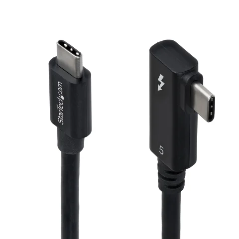 StarTech.com 2.6ft (80cm) Right Angle Thunderbolt 5 Cable, 80Gbps/Up to 120Gbps, 240W PD, 8K 60Hz, Certified Thunderbolt