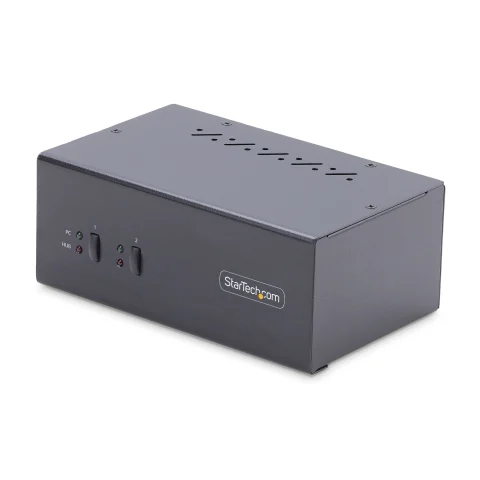 StarTech.com 2-Port Dual-Monitor DisplayPort KVM Switch, 4K 60Hz, 2x USB 5Gbps Hub Ports, 2x USB 2.0 HID Ports, Hotkey a