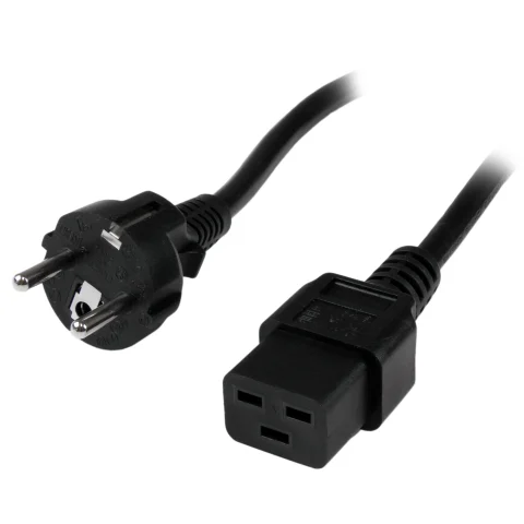 StarTech.com 2m (6ft) Computer Power Cord, 16AWG, EU Schuko to C19, 16A 250V, Black Replacement AC Power Cord, Printer P