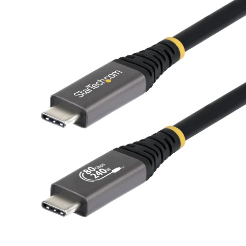 StarTech.com 1m (3ft) USB4 Cable, 80Gbps, USB-IF Certified USB-C Cable, 240W PD, 8K 120Hz/4K 240Hz DP2.1 DP80, TPE Jacke