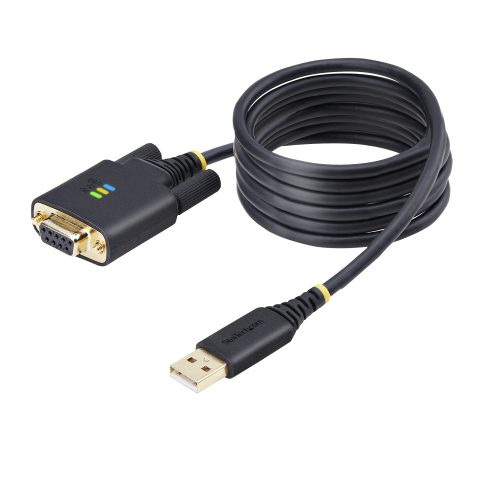 StarTech.com 6.6ft (2m) USB to Null Modem Serial Adapter Cable, COM Retention, FTDI, USB-A to DB9 RS232, Interchangeable