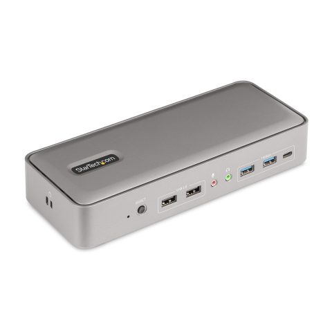 StarTech.com Dual-Laptop USB-C KVM Docking Station, Dual Monitor 4K 60Hz DisplayPort Dock, 5-Port USB Hub, GbE, 90W/45W