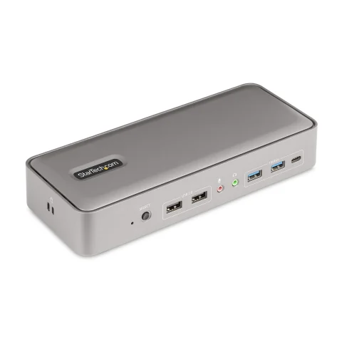 StarTech.com Dual-Laptop USB-C KVM Docking Station, Dual Monitor 4K 60Hz DisplayPort Dock, 5-Port USB Hub, GbE, 90W/45W