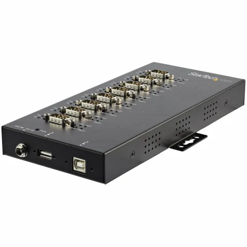StarTech.com 8 Port Serial Hub USB to RS232/RS485/RS422 Adapter - Industrial USB 2.0 to DB9 Serial Converter Hub - IP30