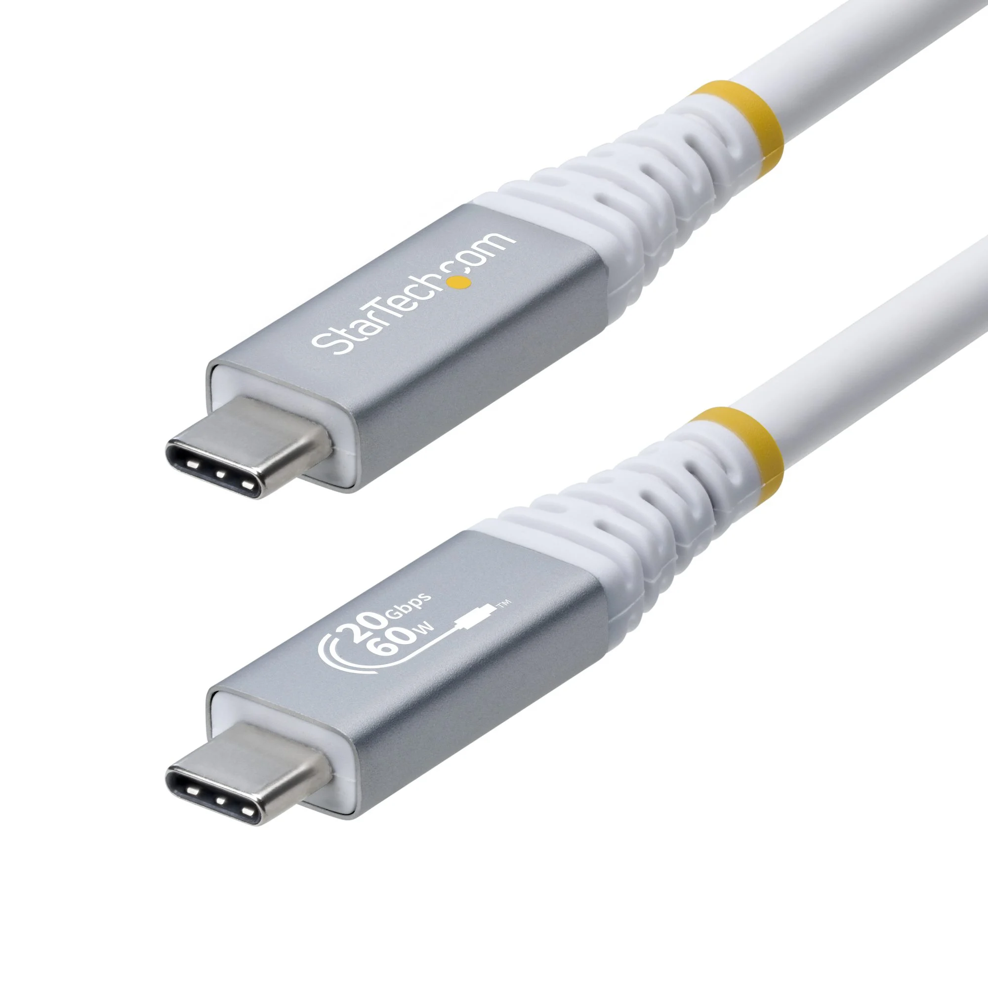 StarTech.com 3m (10ft) USB4 Cable, 20Gbps, USB-IF Certified USB-C Cable, 60W PD, 4K 120Hz DP 2.1, TPE Jacket, White USB-