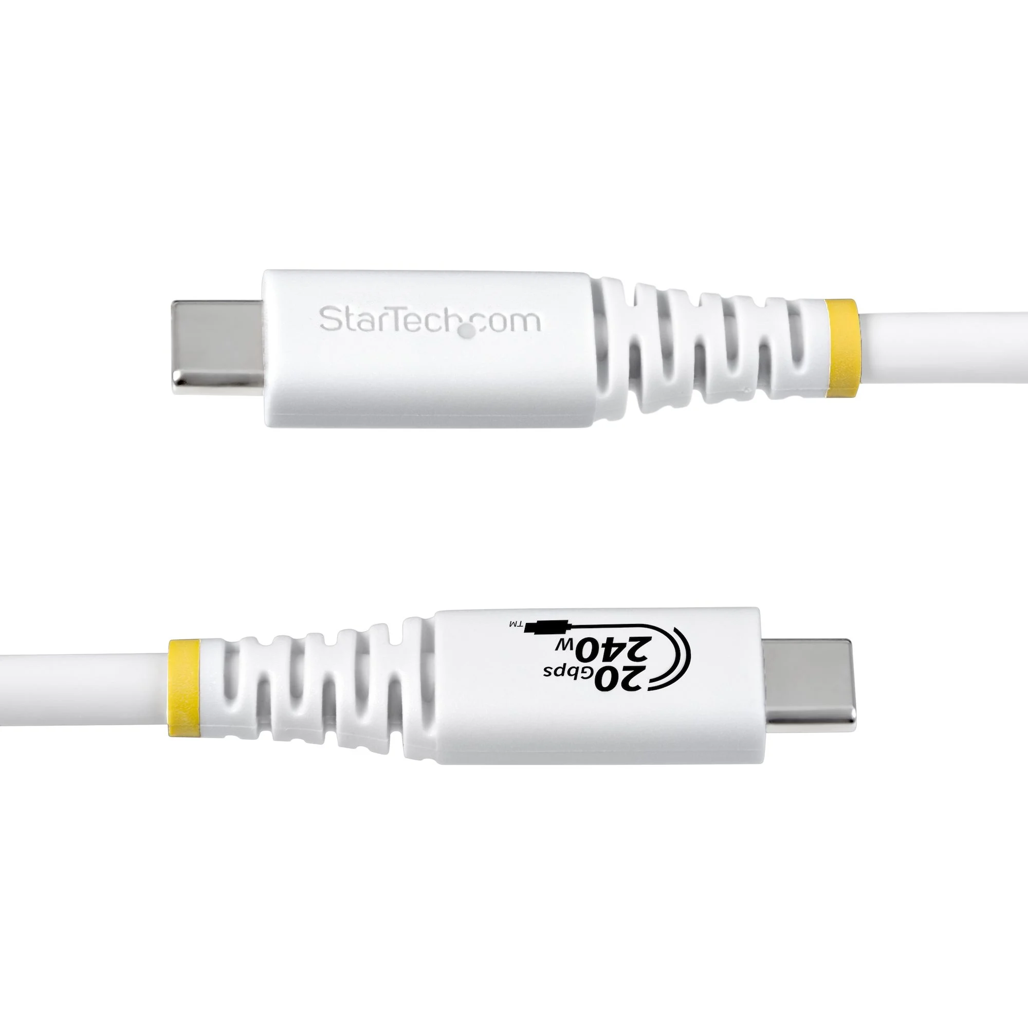 StarTech.com 2m (6ft) USB4 Cable, 20Gbps, USB-IF Certified USB-C Cable, 240W PD EPR, 4K 120Hz DP 2.1, TPE Jacket, White - Image 3
