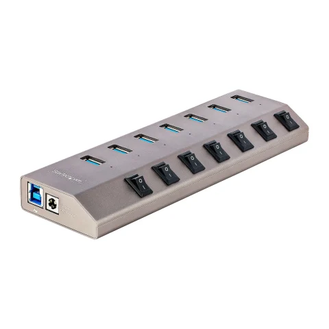 StarTech.com 7 Port Self-Powered USB C Hub with Individual On/Off Switches, USB 3.0 (5Gbps) Expansion Hub with Power Sup