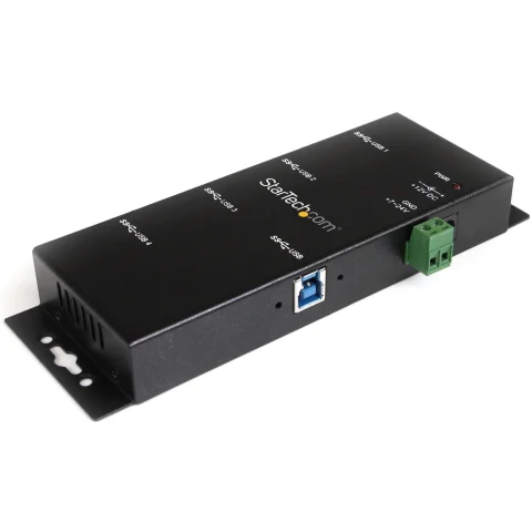 StarTech.com 4-Port USB 3.0 Hub - 5Gbps - Metal Industrial USB-A Hub - Wall or Desk Mountable USB Data Hub - TAA Complia