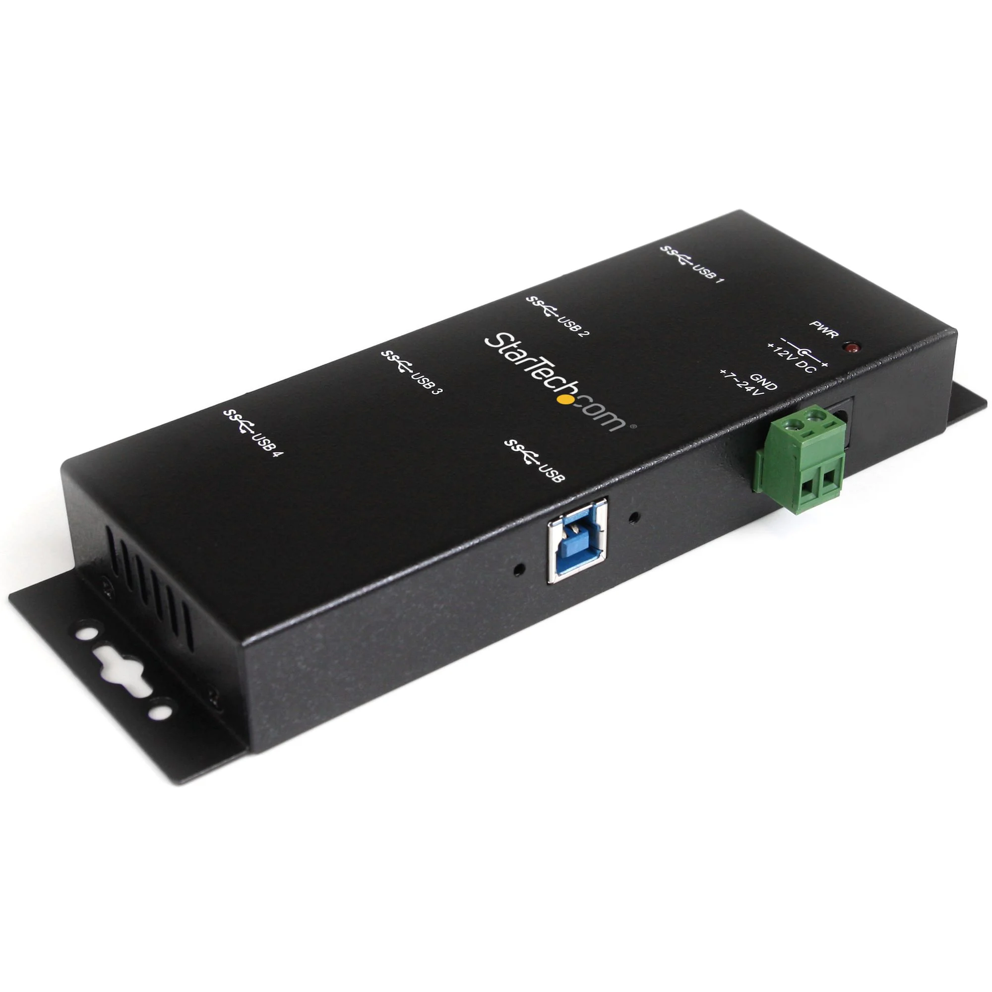 StarTech.com 4-Port USB 3.0 Hub - 5Gbps - Metal Industrial USB-A Hub - Wall or Desk Mountable USB Data Hub - TAA Complia