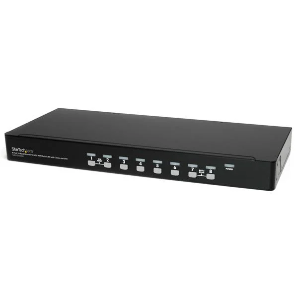 StarTech.com 8 Port 1U Rackmount USB KVM Switch Kit with OSD and Cables - TAA