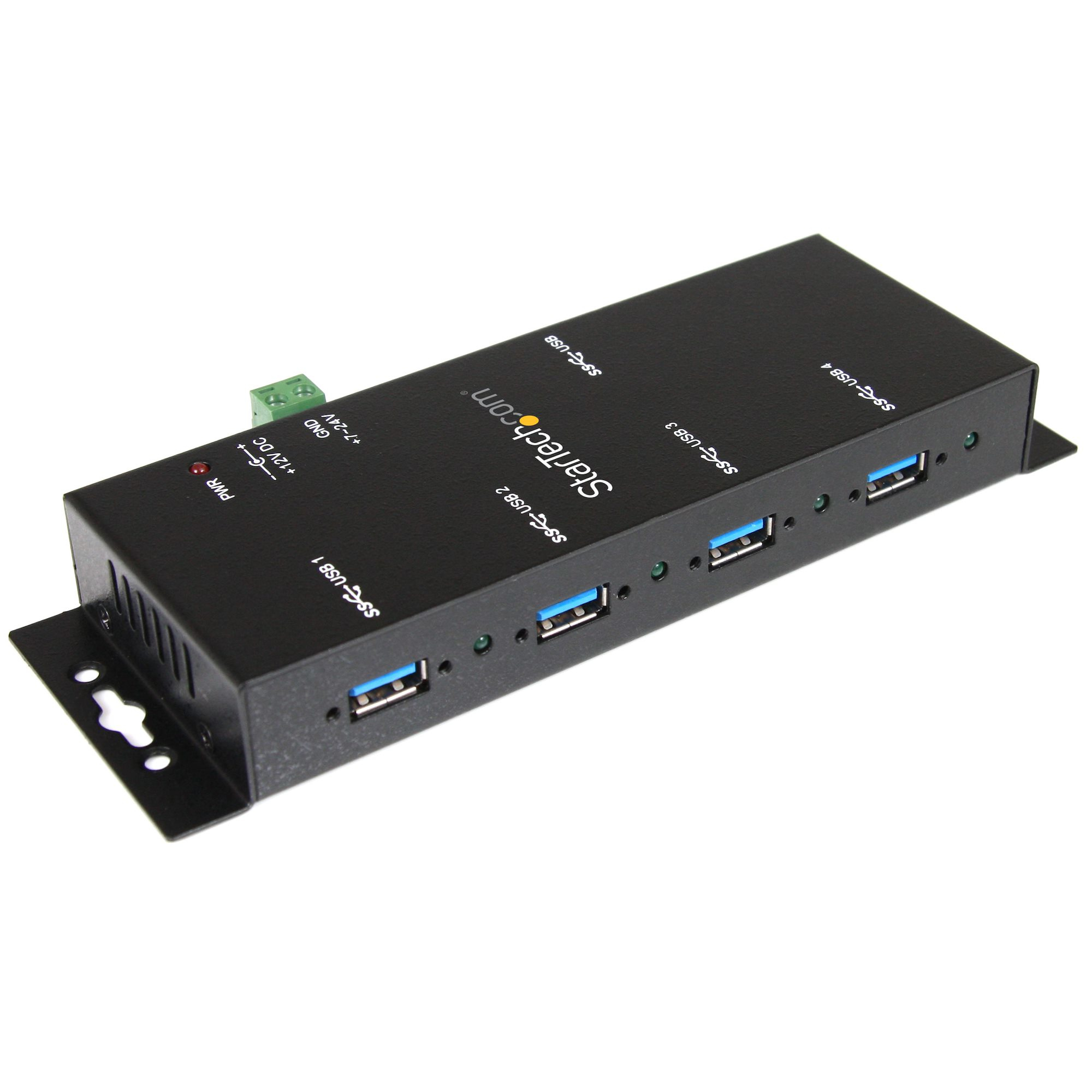 StarTech.com 4-Port USB 3.0 Hub - 5Gbps - Metal Industrial USB-A Hub - Wall or Desk Mountable USB Data Hub - TAA Complia - Image 2