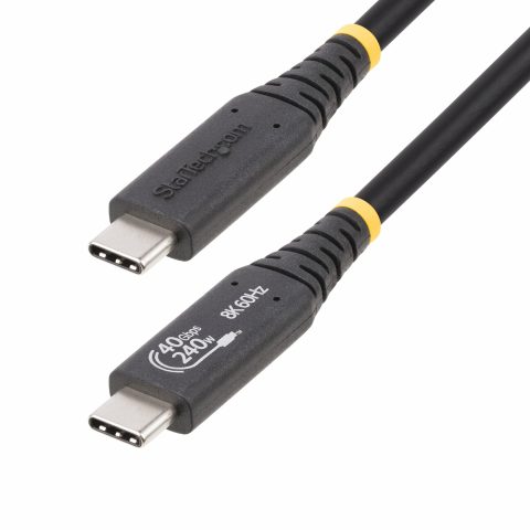 StarTech.com 3ft (1m) USB4 Cable 40Gbps, 240W (5A) Power Delivery, 8K 120Hz / 4K 240Hz DP Alt Mode, USB-IF Certified USB