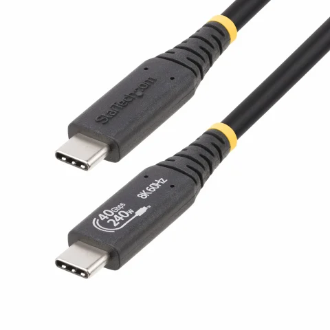StarTech.com 3ft (1m) USB4 Cable 40Gbps, 240W (5A) Power Delivery, 8K 120Hz / 4K 240Hz DP Alt Mode, USB-IF Certified USB