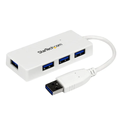 StarTech.com Portable 4 Port SuperSpeed Mini USB 3.0 Hub - White~Portable 4 Port SuperSpeed Mini USB 3.0 Hub - 5Gbps - W