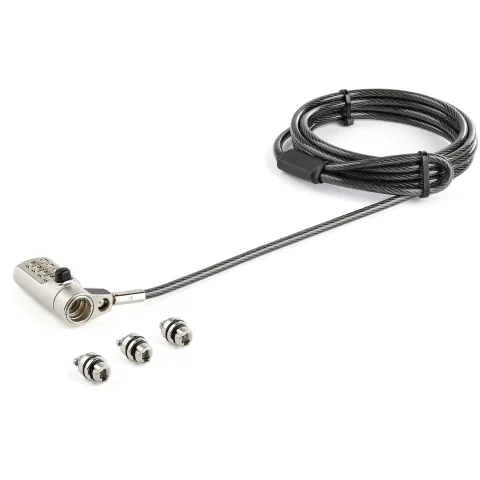 StarTech.com 6.6ft (2m) 3-in-1 Universal Laptop Cable Lock - 4-Digit Combination Laptop/Desktop Security Cable Lock Comp