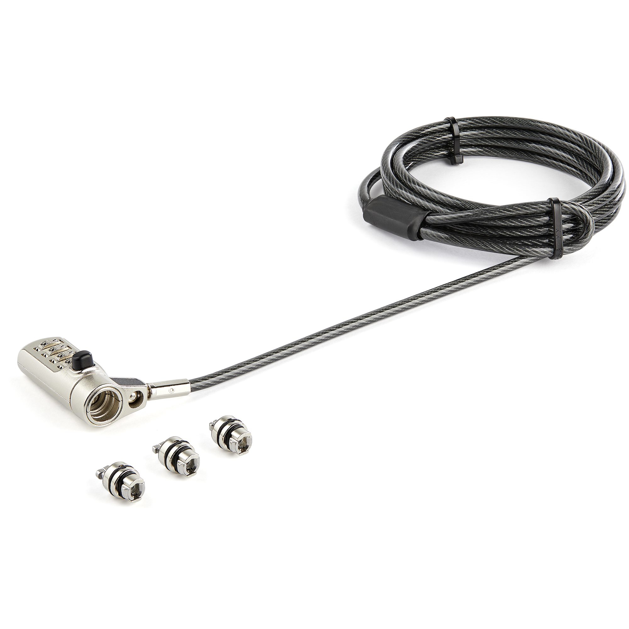 StarTech.com 6.6ft (2m) 3-in-1 Universal Laptop Cable Lock - 4-Digit Combination Laptop/Desktop Security Cable Lock Comp