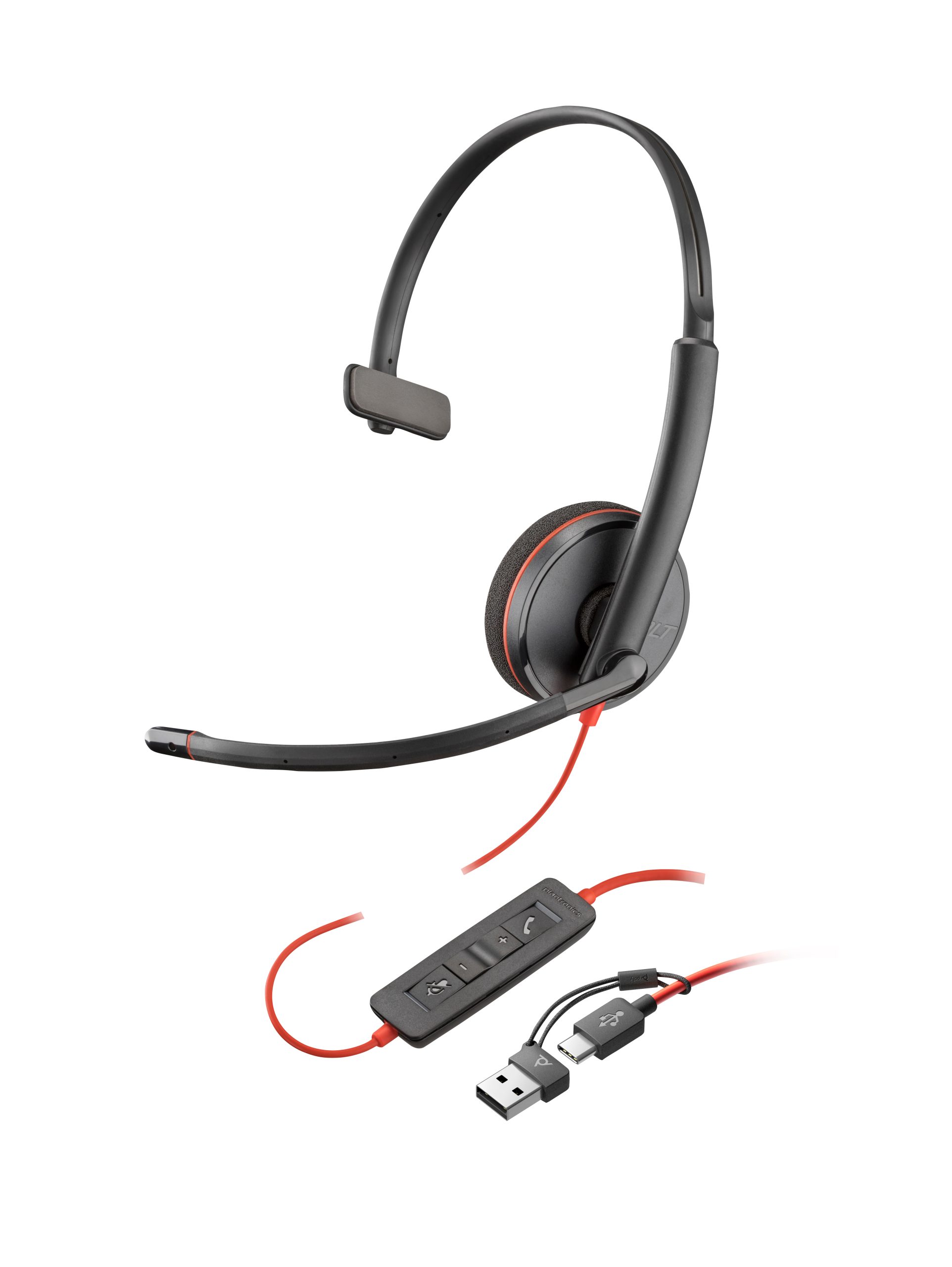 HP Poly Blackwire 3210 Monaural USB-C Headset +USB-C/A Adapter - Image 2