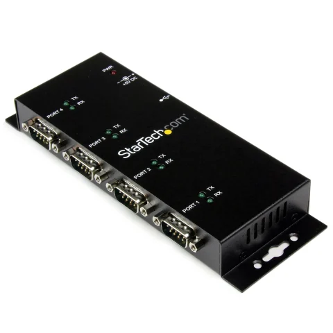 StarTech.com 4 Port USB to DB9 RS232 Serial Adapter Hub – Industrial DIN Rail and Wall Mountable - TAA