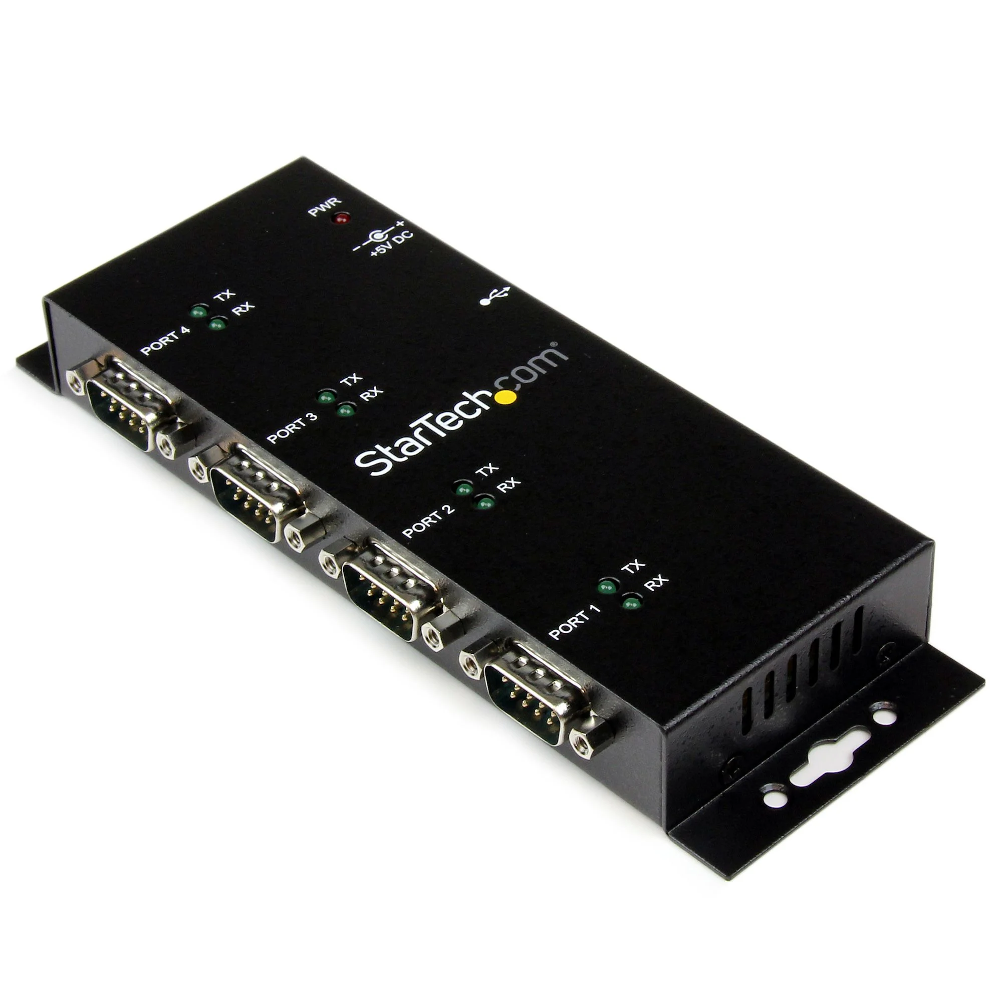 StarTech.com 4 Port USB to DB9 RS232 Serial Adapter Hub – Industrial DIN Rail and Wall Mountable - TAA