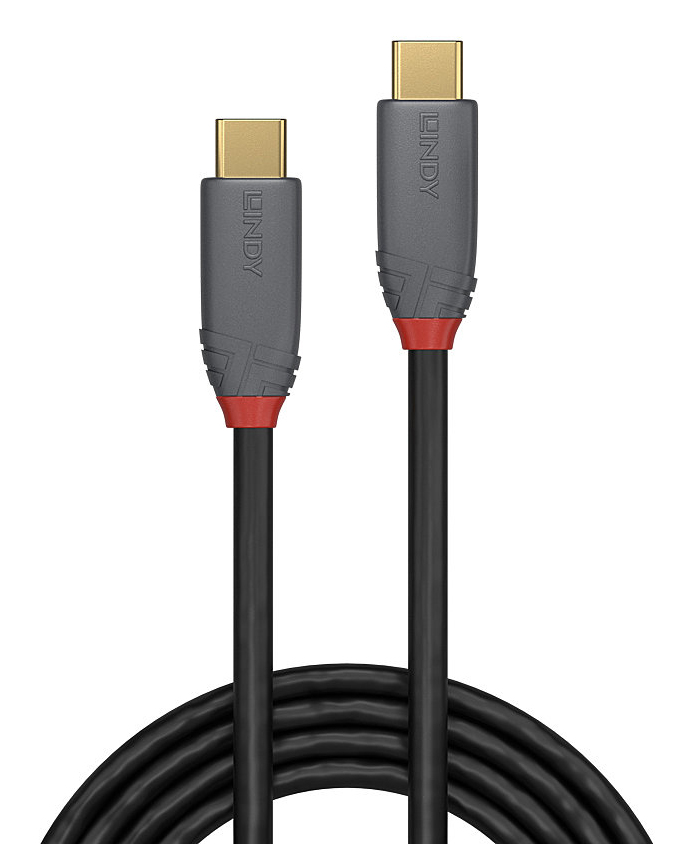 Lindy 1.5m USB 3.2 Type C to C Cable, 20Gbps, 5A, PD, Anthra Line - Image 2