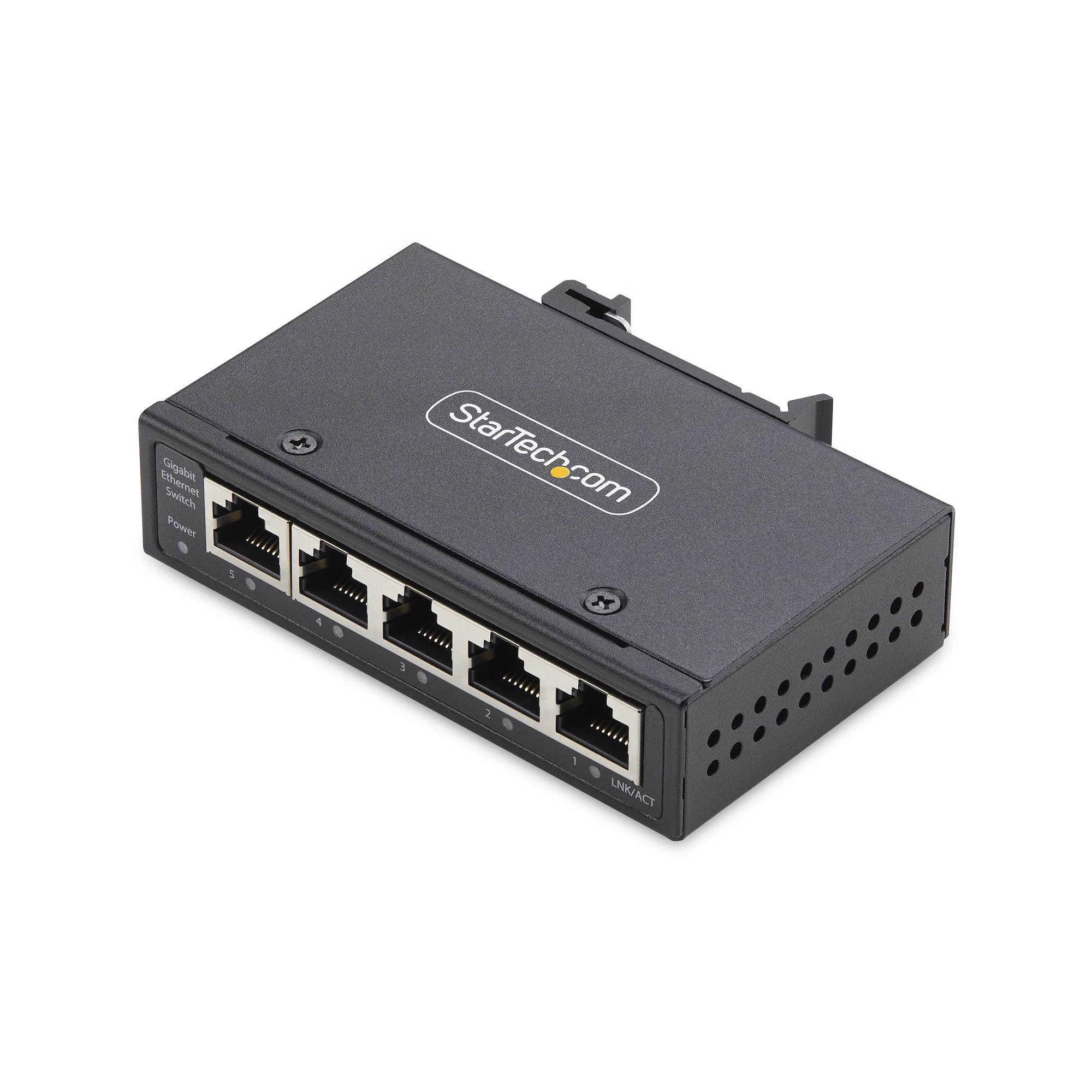 StarTech.com 5-Port Unmanaged Industrial Network Switch, 100/1000 Ethernet, DIN Rail/Wall-Mountable, Rugged IP30 Gigabit