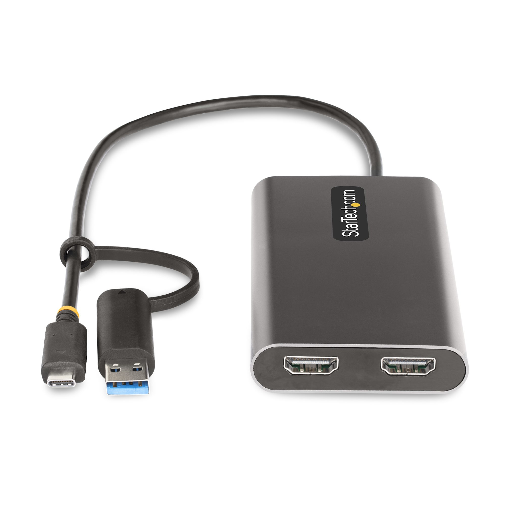 StarTech.com USB-C to Dual-HDMI Adapter - USB-C or A to 2x HDMI - 4K 60Hz - 100W Power Delivery Pass-Through - 1ft (30cm - Image 3